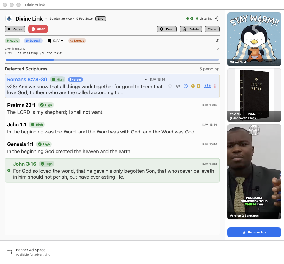 Divine Link panic button — one click to clear screen